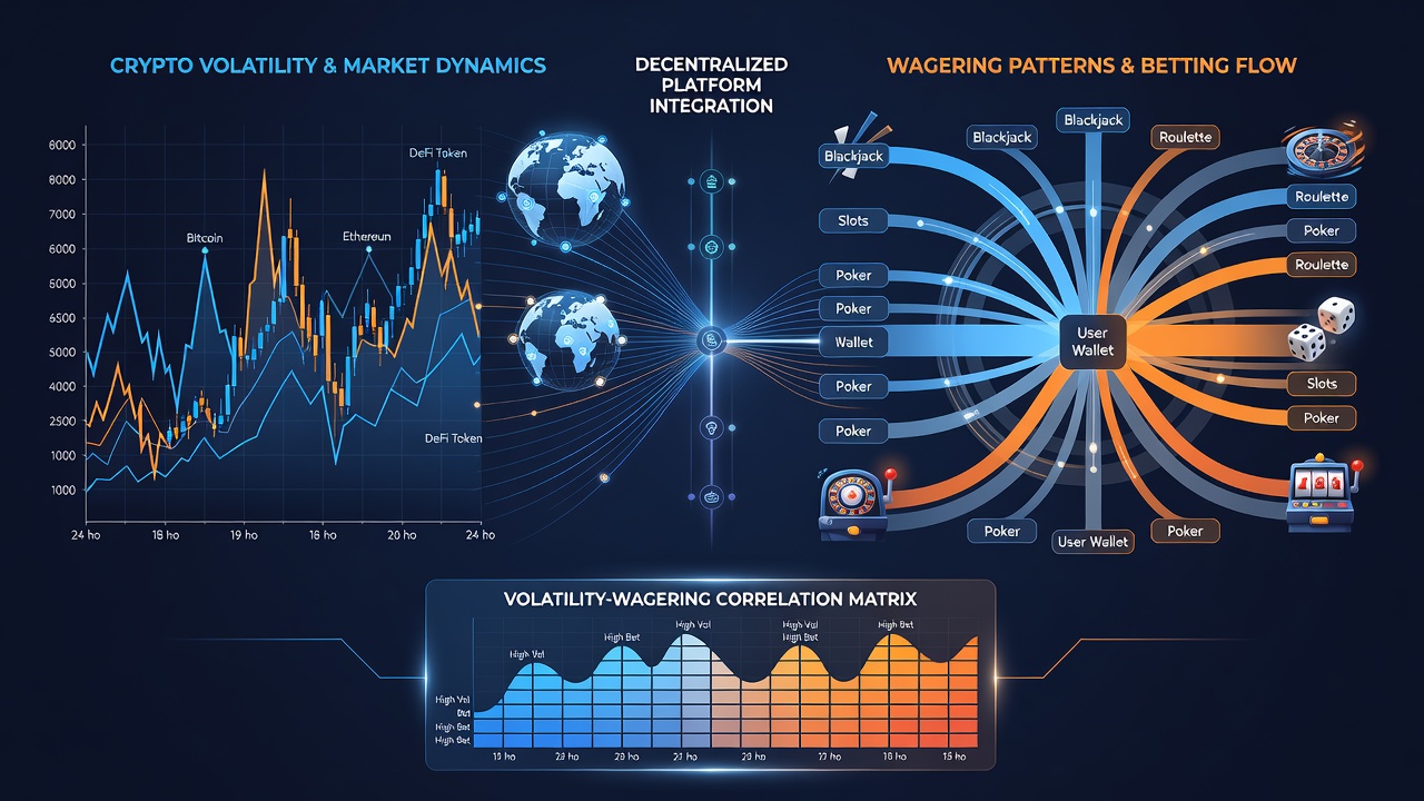 Graph illustrating wagering volume spikes aligned with crypto volatility peaks during mid-2026