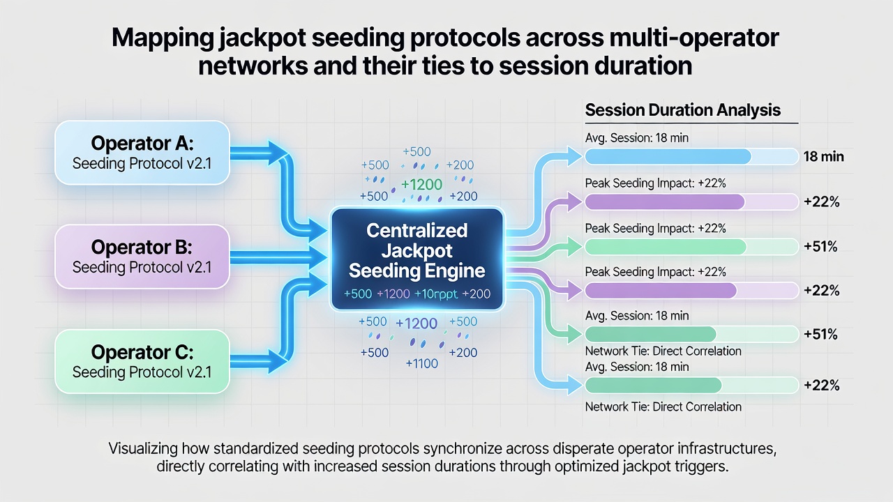 Chart showing session duration trends correlated with jackpot seed levels in networked casinos