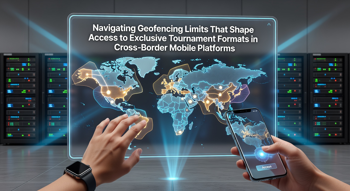 Geofencing boundaries restricting mobile tournament access across regions