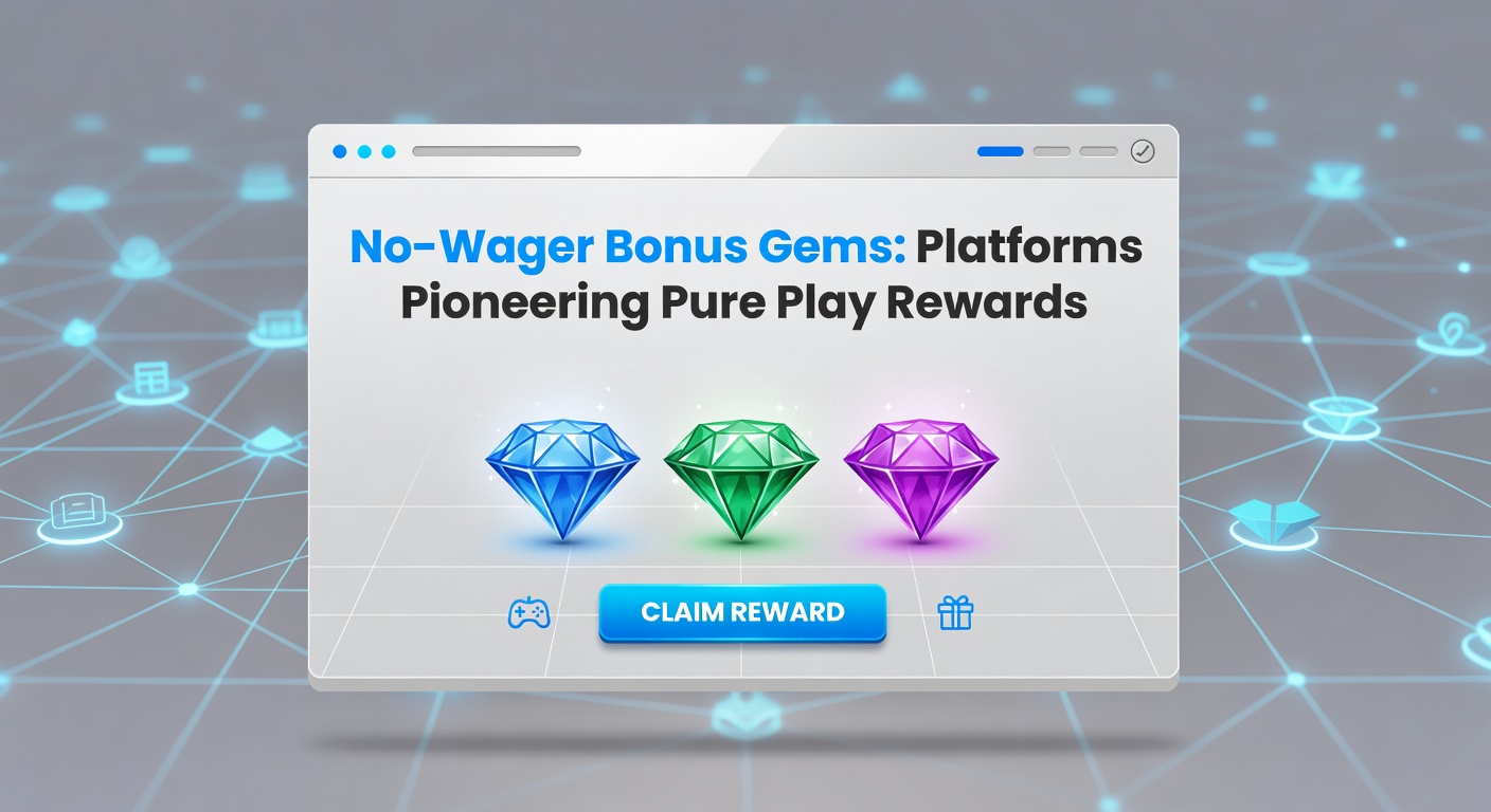 Vibrant digital gems representing no-wager bonuses on an online casino platform dashboard