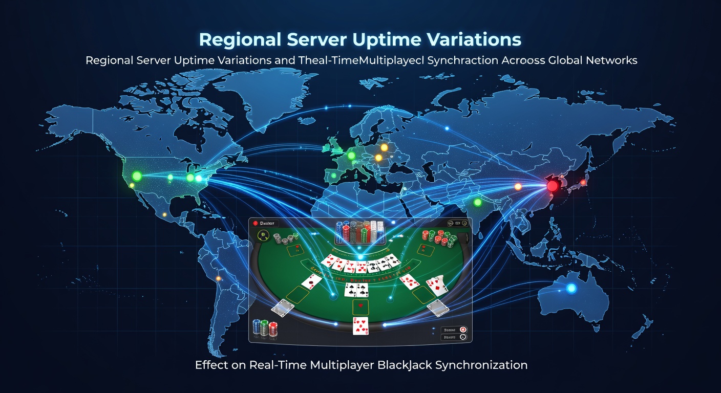 Global network map showing server locations and uptime metrics for multiplayer blackjack platforms in May 2026