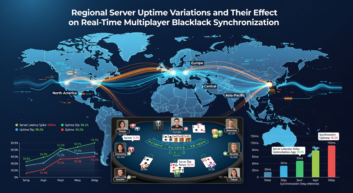 Diagram illustrating data flow between regional servers during a synchronized blackjack round