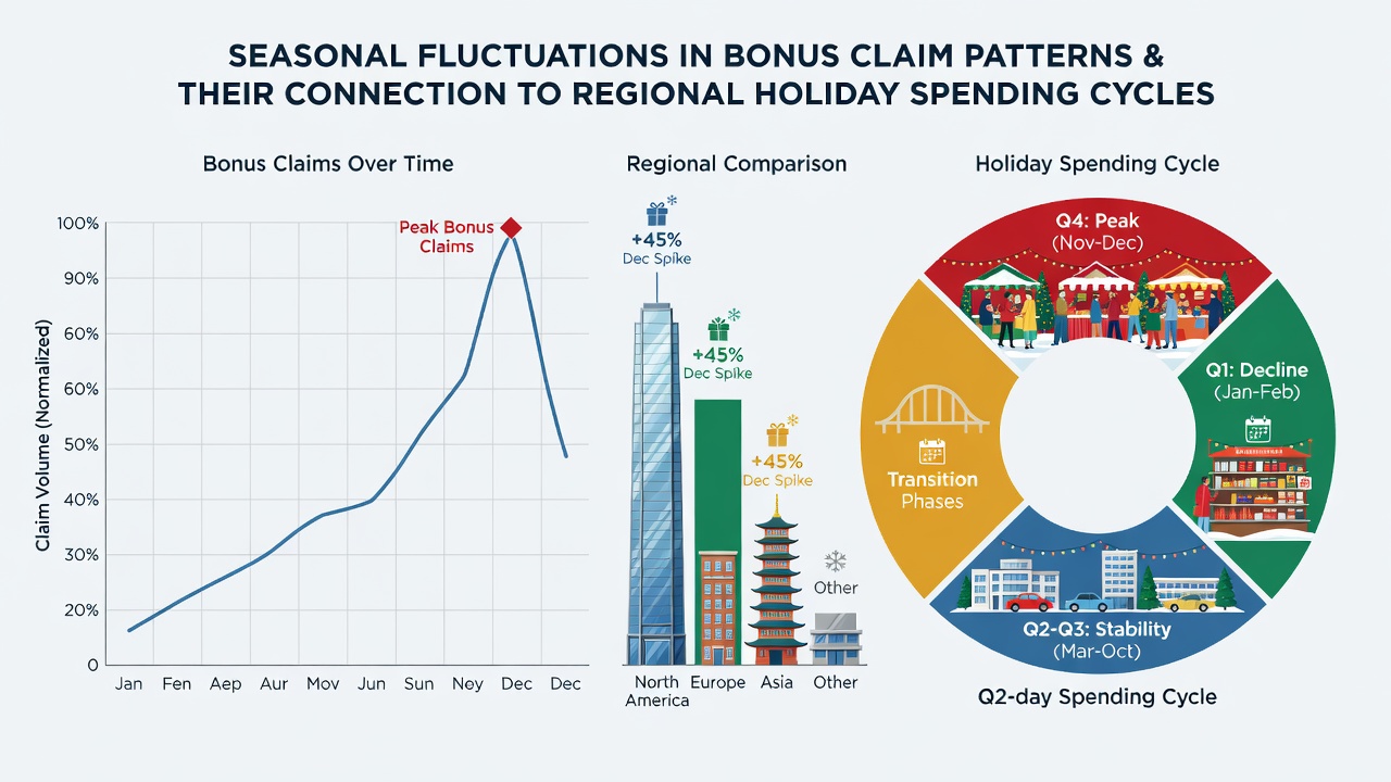 Regional map overlay displaying bonus claim density correlated with holiday retail expenditure zones